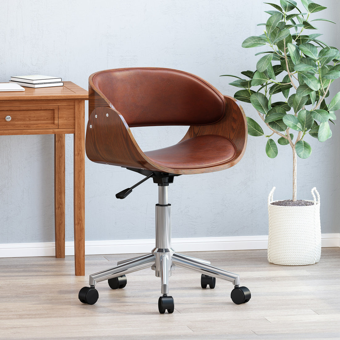 Office Chair Walnut Pu