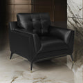 41 Inch Modern Accent Chair, Double Track Arms, Foam Cushioning, Black Black Wood