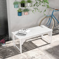 Outsunny Wooden Garden Bench, Outdoor Park Bench With Slatted Seat, Backless Front Porch Bench With Curved Seat For Conservatory, Garden, Poolside, Deck, White White Wood