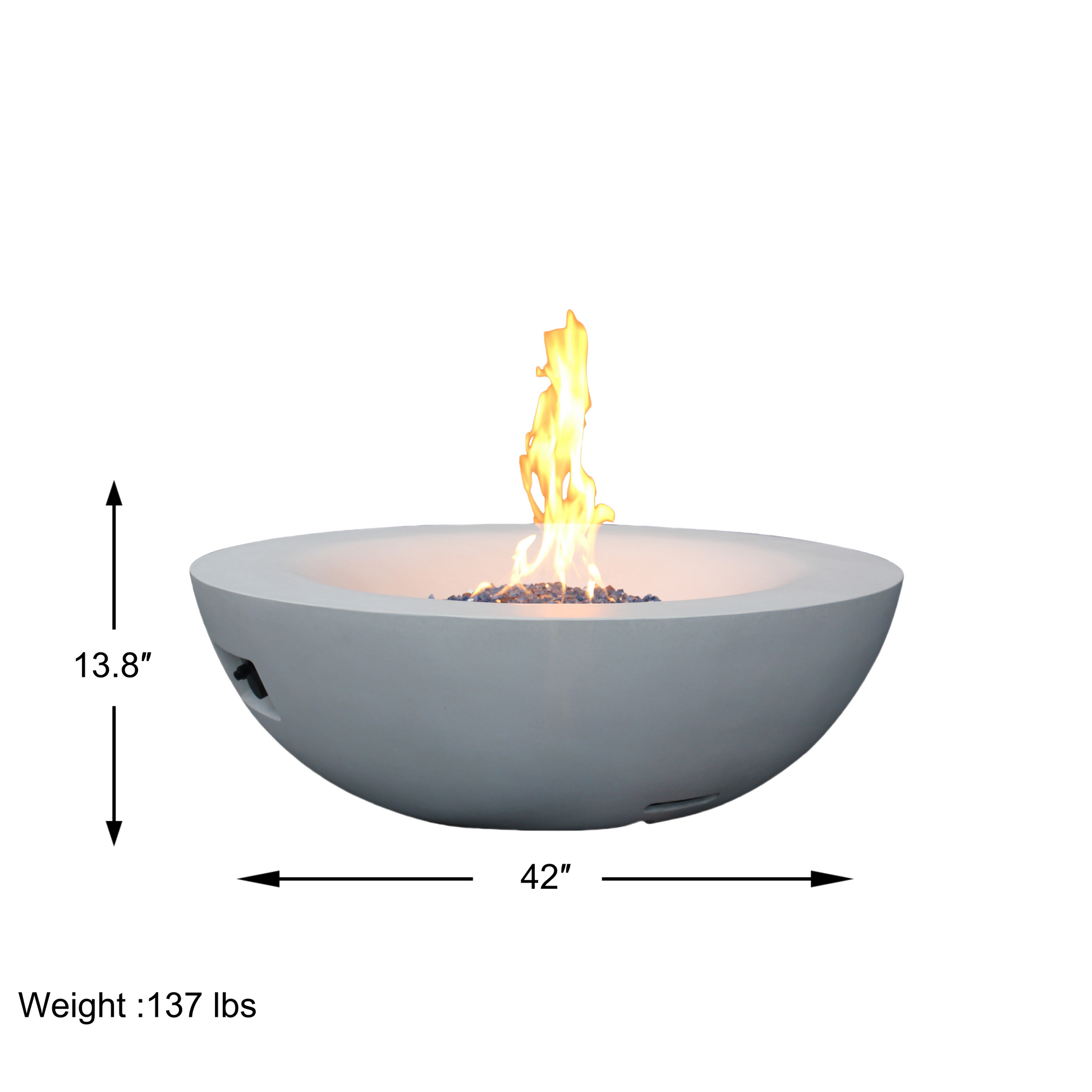 42 Inch Outdoor Concrete Propane Gas Fire Pit Bowl In Antique White Color Antique White Garden & Outdoor American Design,Contemporary,Luxury,Modern Fiberglass Concrete