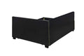 Black Upholstered Twin Size Daybed Bed Frame Corner Bed With Trundle, Velvet Fabric, Studding Design, No Box Spring Required, Fits Any Style Box Spring Not Required Twin Black Wood Espresso Bedroom Artsy,Retro,Vintage Rubberwood Fiber Foam And Polyester