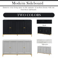 Modern Sideboard With Extra Large Storage Space With Metal Handles And Support Legs For Living Room And Dining Room Black Black Mdf