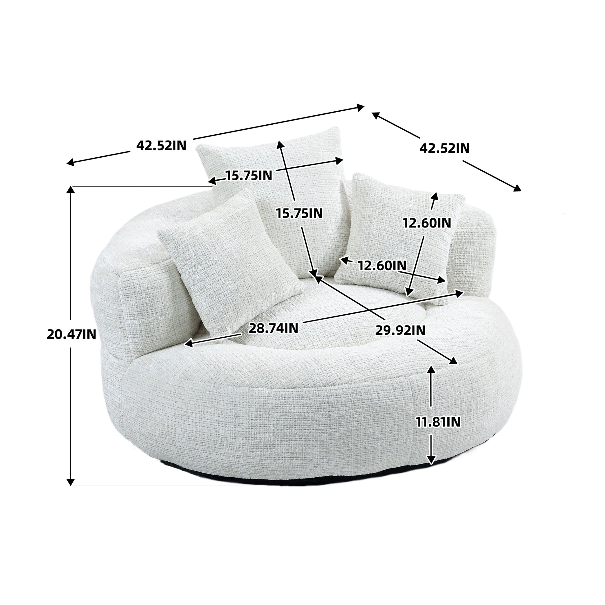 Coolmore Lazy Sofa Durable Comfort Lounger High Back Bean Bag Chair Couch With Three Pillows For Adults And Kids, Indoor & Outdoor, Single Gaming Sofa Chair For Bedroom,Office Beige Chenille Beige Foam Chenille 1 Seat