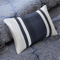 8 Piece Jacquard Comforter Set Navy King King Navy Polyester