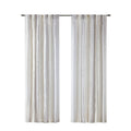 2Pk Poly Printed Curtain Panel With Tufted Stripe White Taupe 2 Pk 50X84