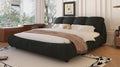 King Size Luxury Upholstered Platform Bed With Oversized Padded Backrest And Solid Wood Frame,Suitable For Multiple Heights Of Mattresses,Black Old Sku:W1885S00017 Box Spring Not Required King Black Wood Pine Solid Wood