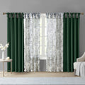 Twist Tab Lined Window Curtain Panel Green 50X95
