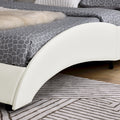 Queen Bed Frame Modern Faux Leather Upholstered Platform Bed Frame With And Headboard Wave Like Curve Low Profile Bed Frame,Wood Slats Support,Easy Assembly,White Queen White Pu