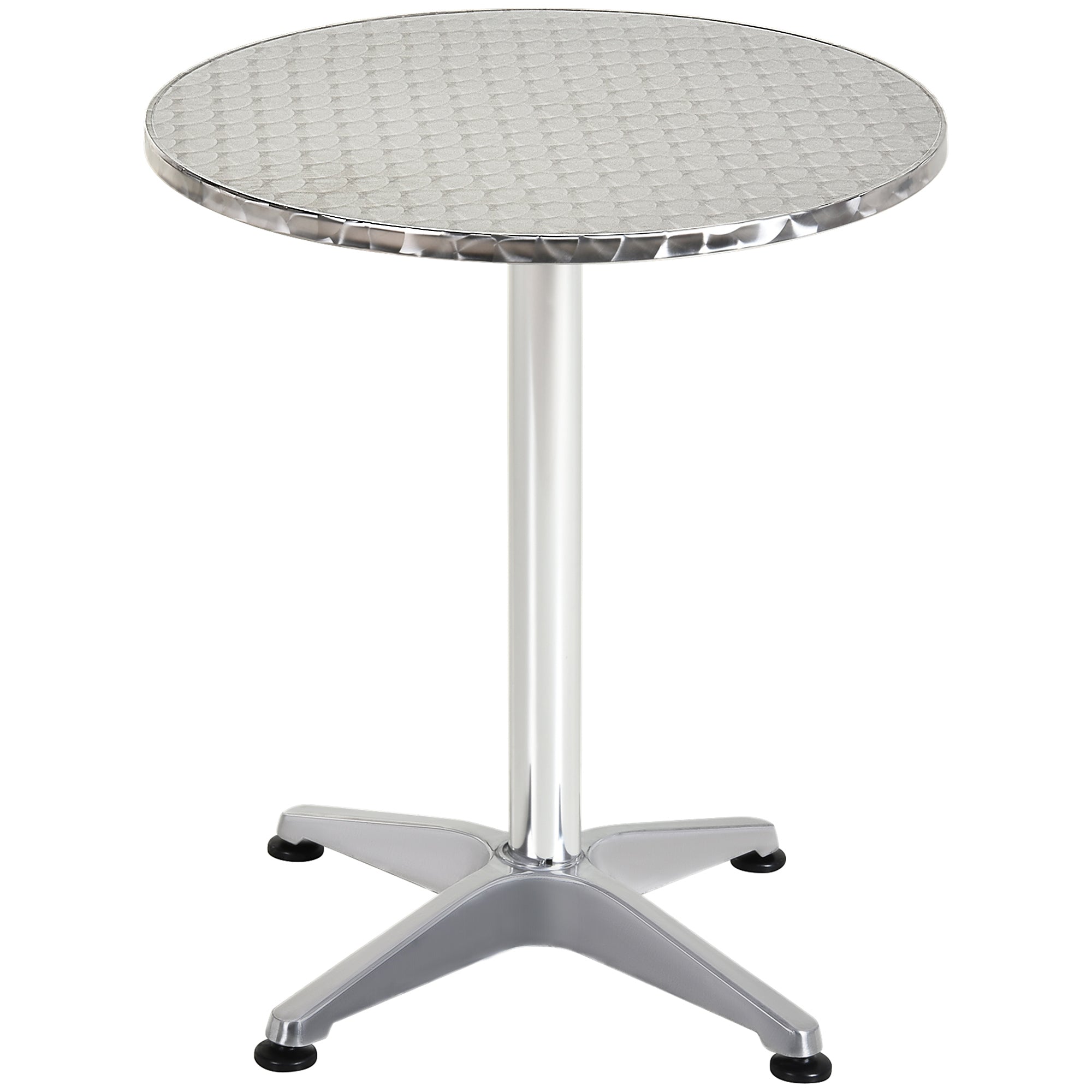 Homcom 24 Inch Round Bar Table 43" H Adjustable Stainless Steel Top Aluminum Frame Home Pub Bistro Silver Stainless Steel