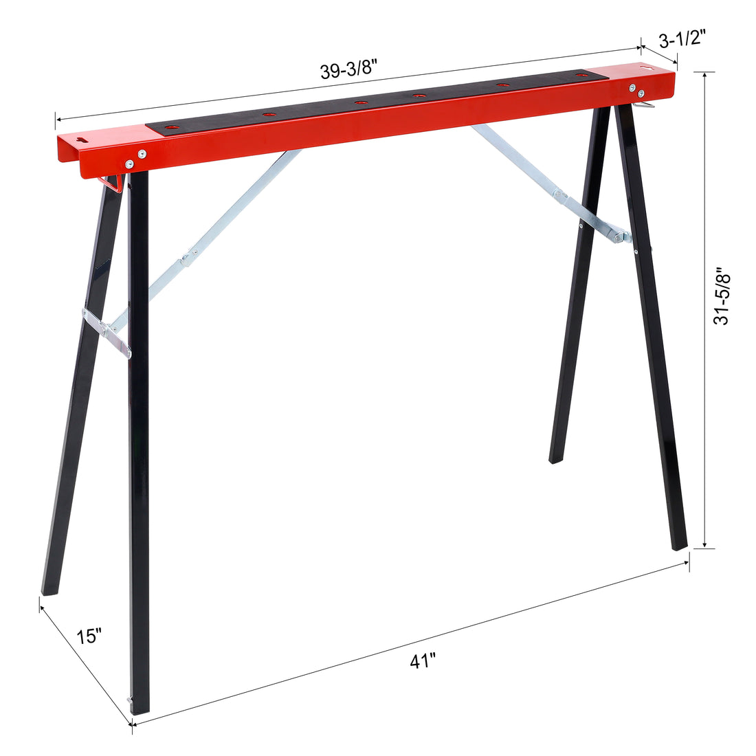 Saw Horses 2 Pack, Folding Portable Work Horse With Fast Open Legs, Convenient Handle, Heavy Duty Steel Sawhorse For Garage, Workshop, Fully Assembled,Red Black Color Red Black Steel