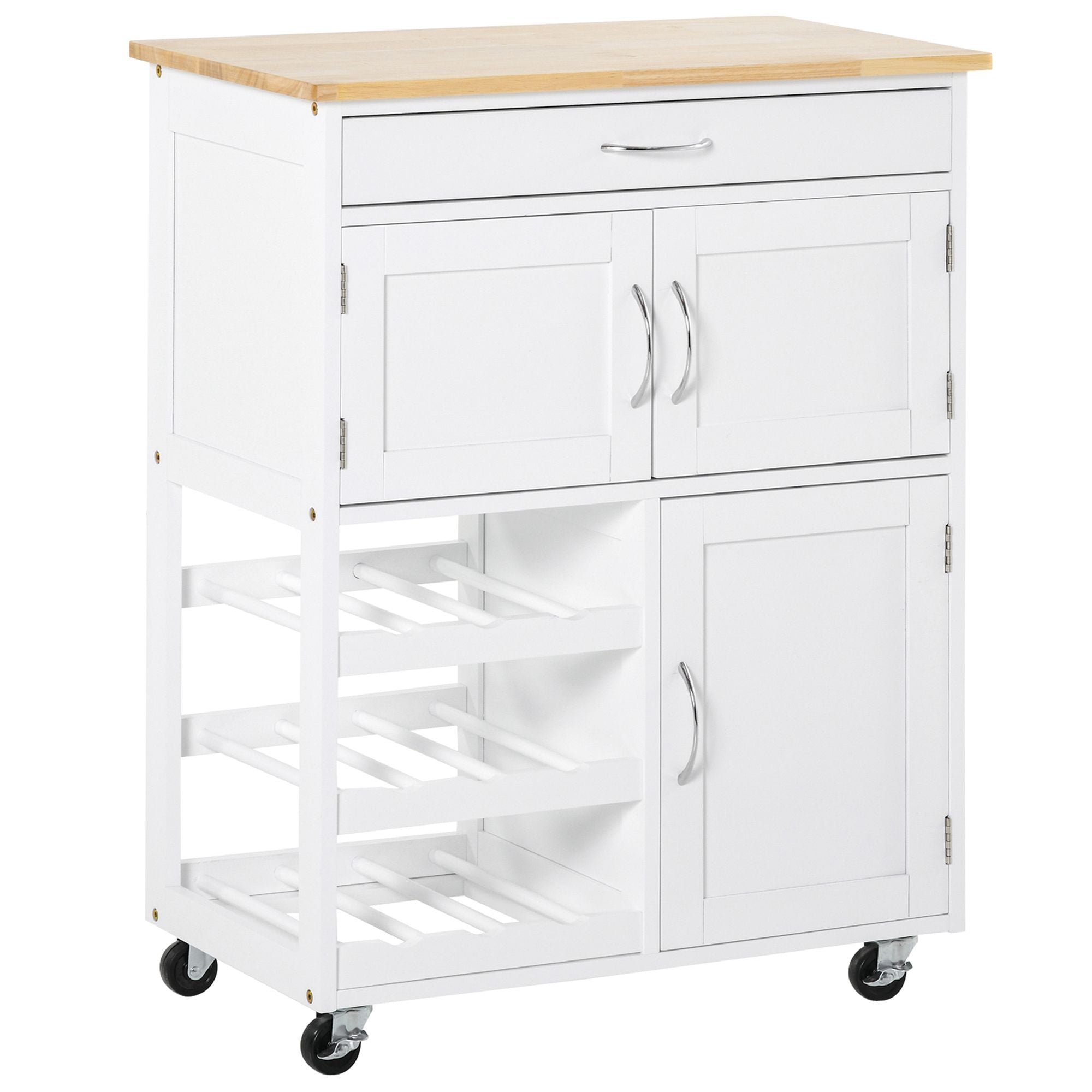 Homcom Bar Cart Rolling Kitchen Island On Wheels