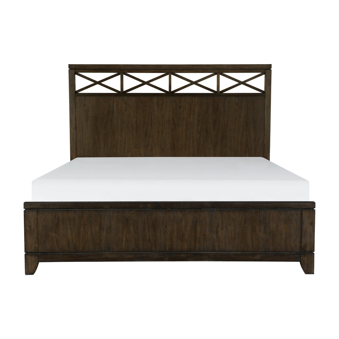 Contemporary Style Bedroom 1Pc Eastern King Bed Headboard With X Frame Insert Dark Brown Finish Wooden Furniture Modern Look Box Spring Required King Dark Brown Wood Bedroom Contemporary,Modern Panel Wood