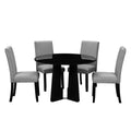 5 Piece Round Dining Table Set, 43 Inch Modern Dining Table And 4 Upholstered Chairs For Dining Room, Kitchen Room, Living Room, Easy Assembly Upholstered Chair Grey Black Dining Room American Design,Farmhouse,Mid Century Modern,Modern Round Round Fabric