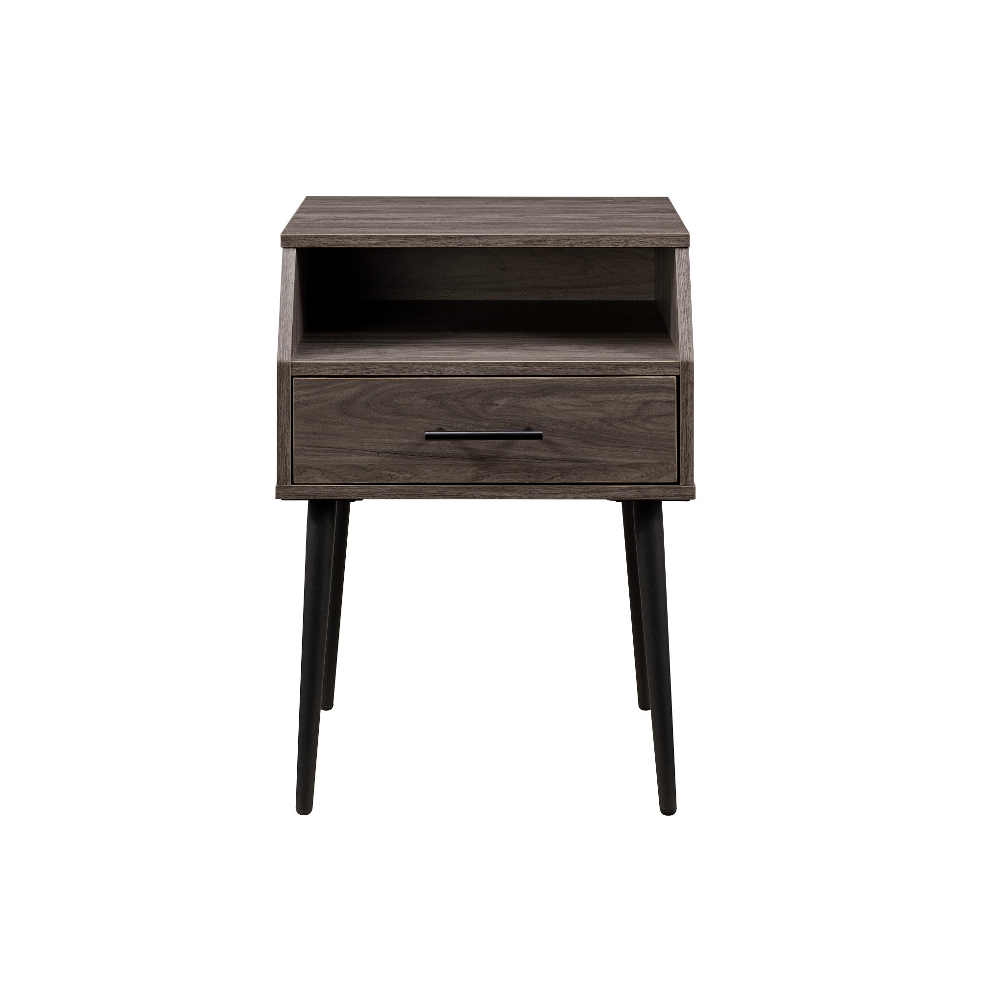 Contemporary Angled Nightstand Slate Grey Light Gray Mdf Mdf