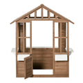 Outsunny Kids Wooden Playhouse, Outdoor Garden Games Cottage, With Working Door, Windows, Flowers Pot Holder, 47