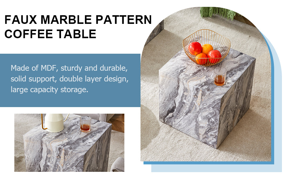 Elevate Your Living Space With This Modern Mdf Coffee Table, Which Showcases Gray Textured Patterns. It Is Characterized By Stylish Design. Grey Mdf