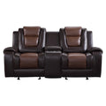 Modern Luxury Living Room Sofa Set 3Pc Reclining Sofa Loveseat Glider Reclining Chair Formal Furniture Premium Faux Leather Upholstery Comfortable Two Tone Brown Finish Dark Brown,Light Brown Faux Leather Wood Primary Living Space Luxury,Modern