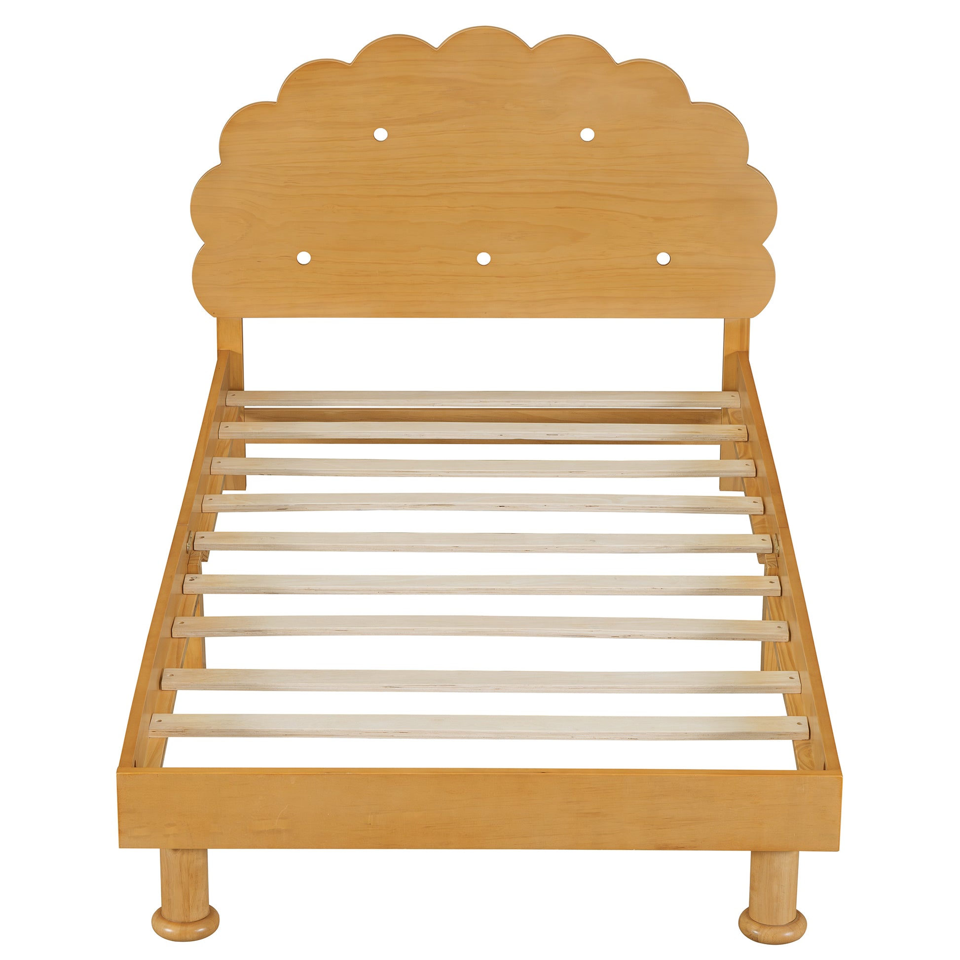 Kids Cookie Shaped Bed Frame For Boys & Girls,Twin Size Platform Bed, Walnut Box Spring Not Required Twin Walnut Wood Bedroom Contemporary,Cute,Modern Bed Frame Wood