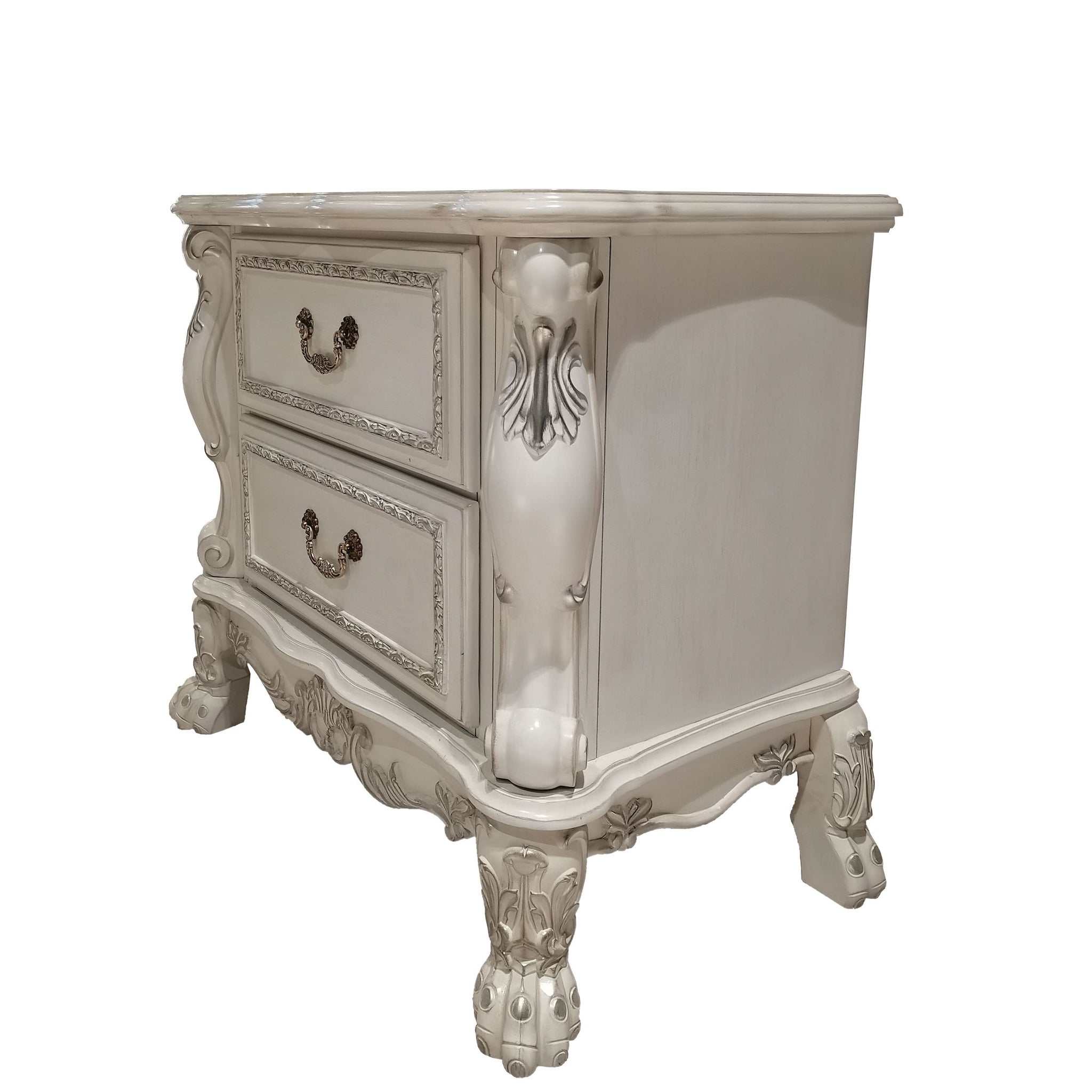 Bone White 2 Drawer Nightstand White 2 Drawers Bedroom Rectangle Felt Lined Drawers White Wood