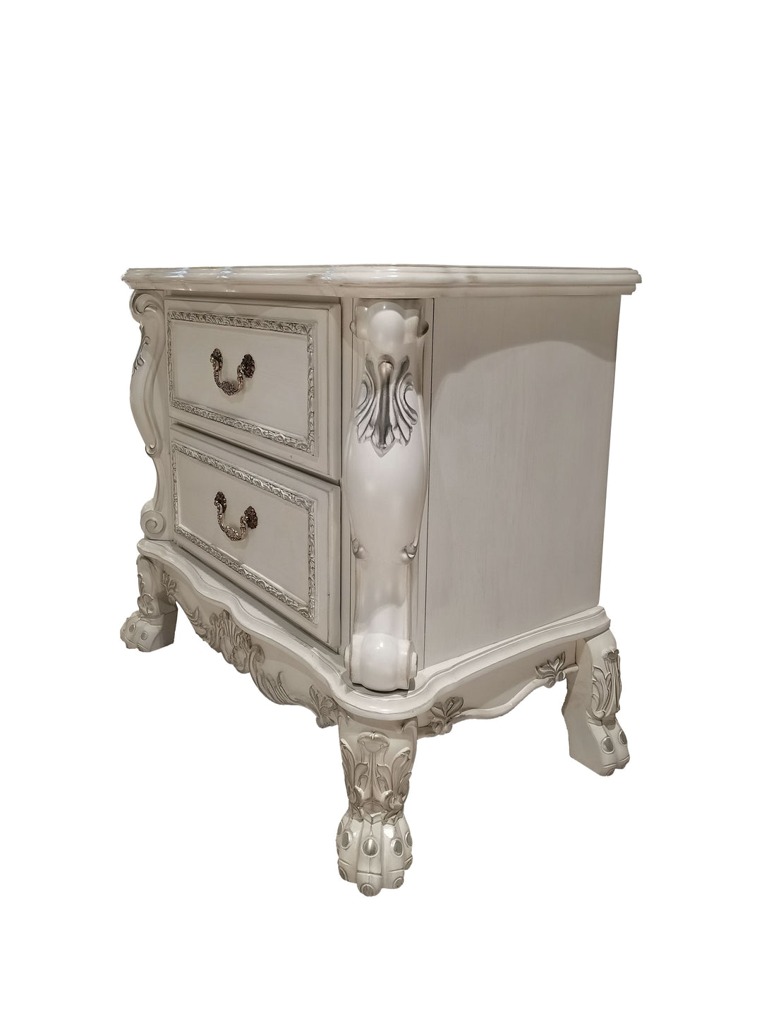 Bone White 2 Drawer Nightstand White 2 Drawers Bedroom Rectangle Felt Lined Drawers White Wood