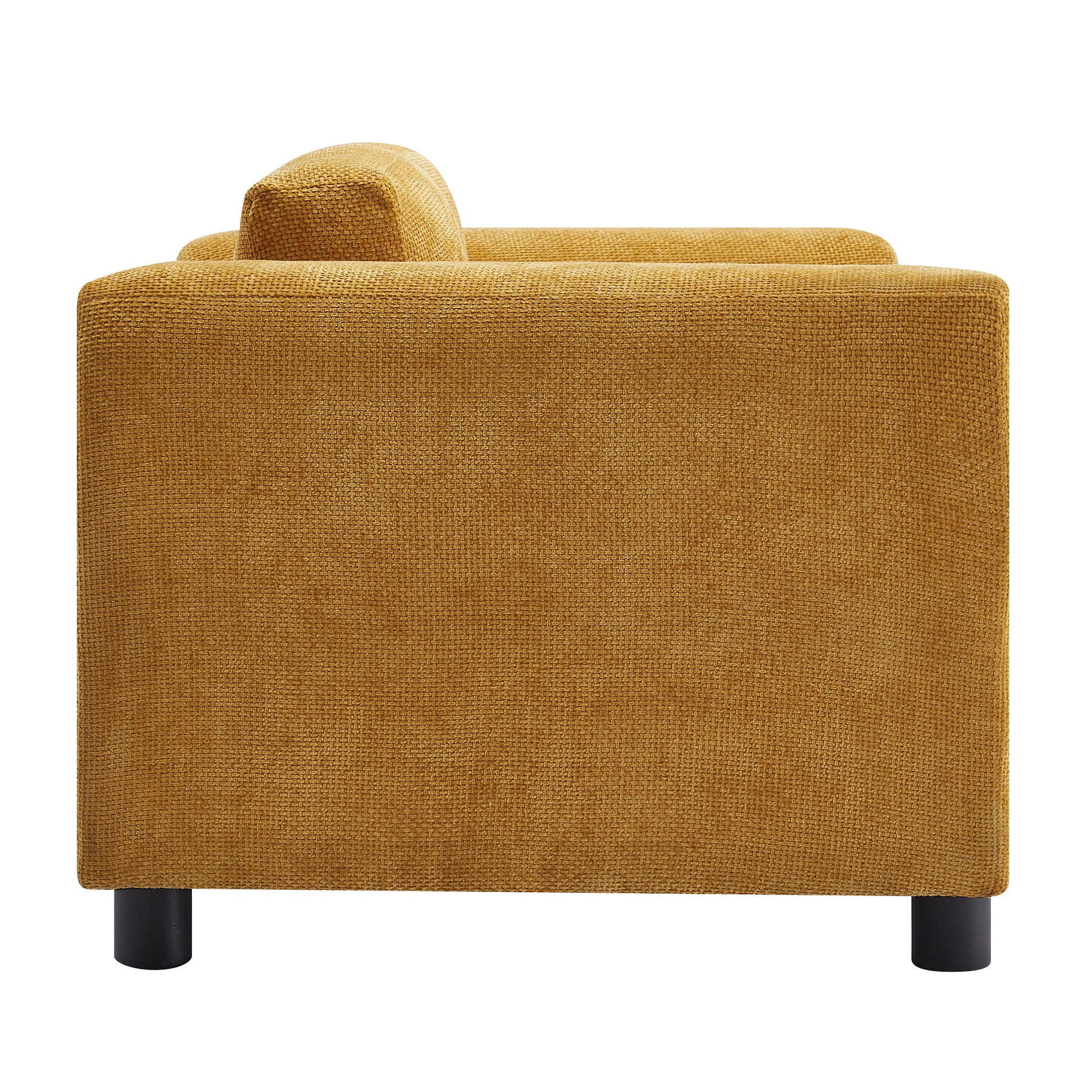 Modern Oversized Armchair Comfy Accent Chair Single Sofa For Living Room Bedroom Office Apartment, Woven Velvet Fabric, Yellow Yellow Wood