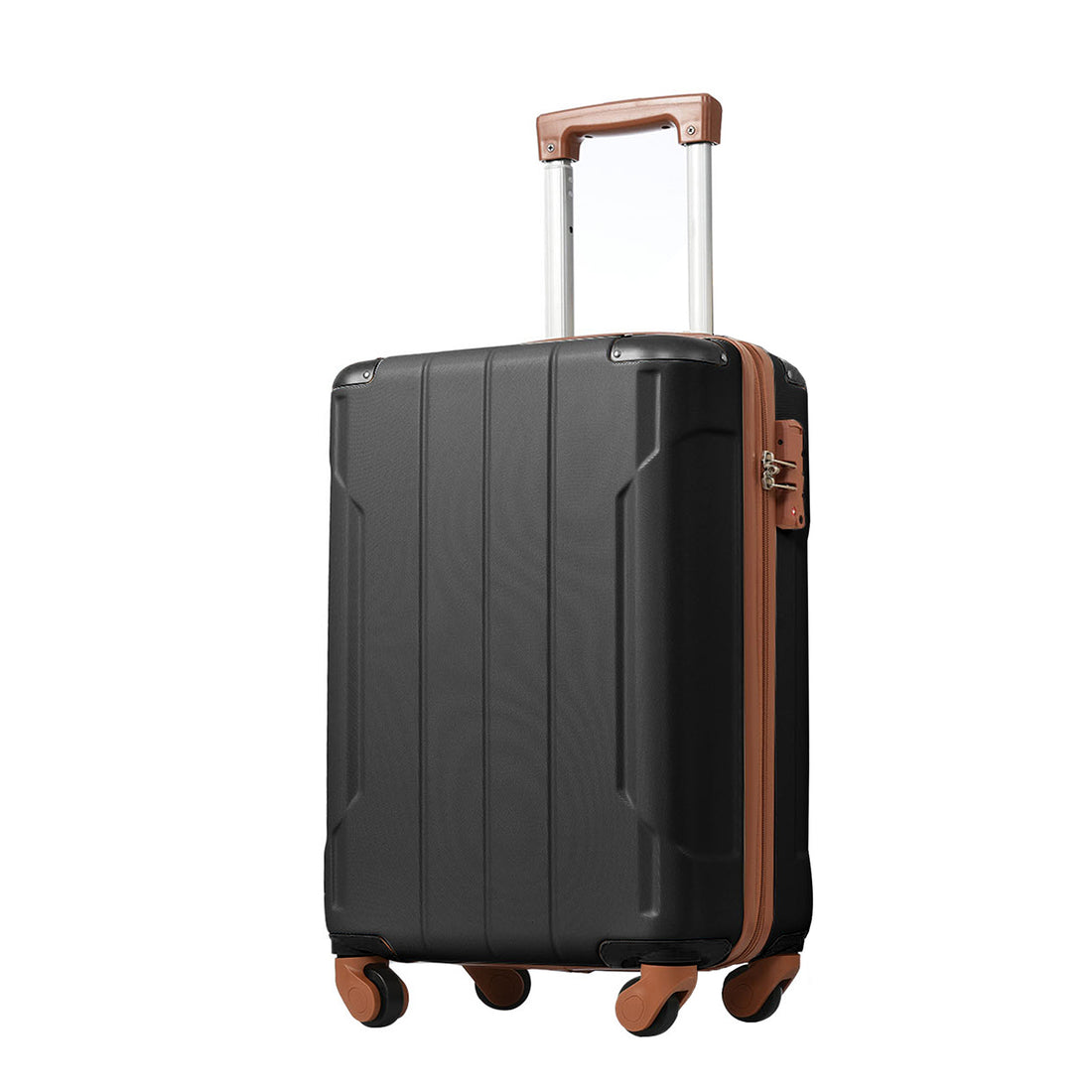 Hardshell Luggage Spinner Suitcase With Tsa Lock Lightweight 20'' Single Luggage Black Brown Abs