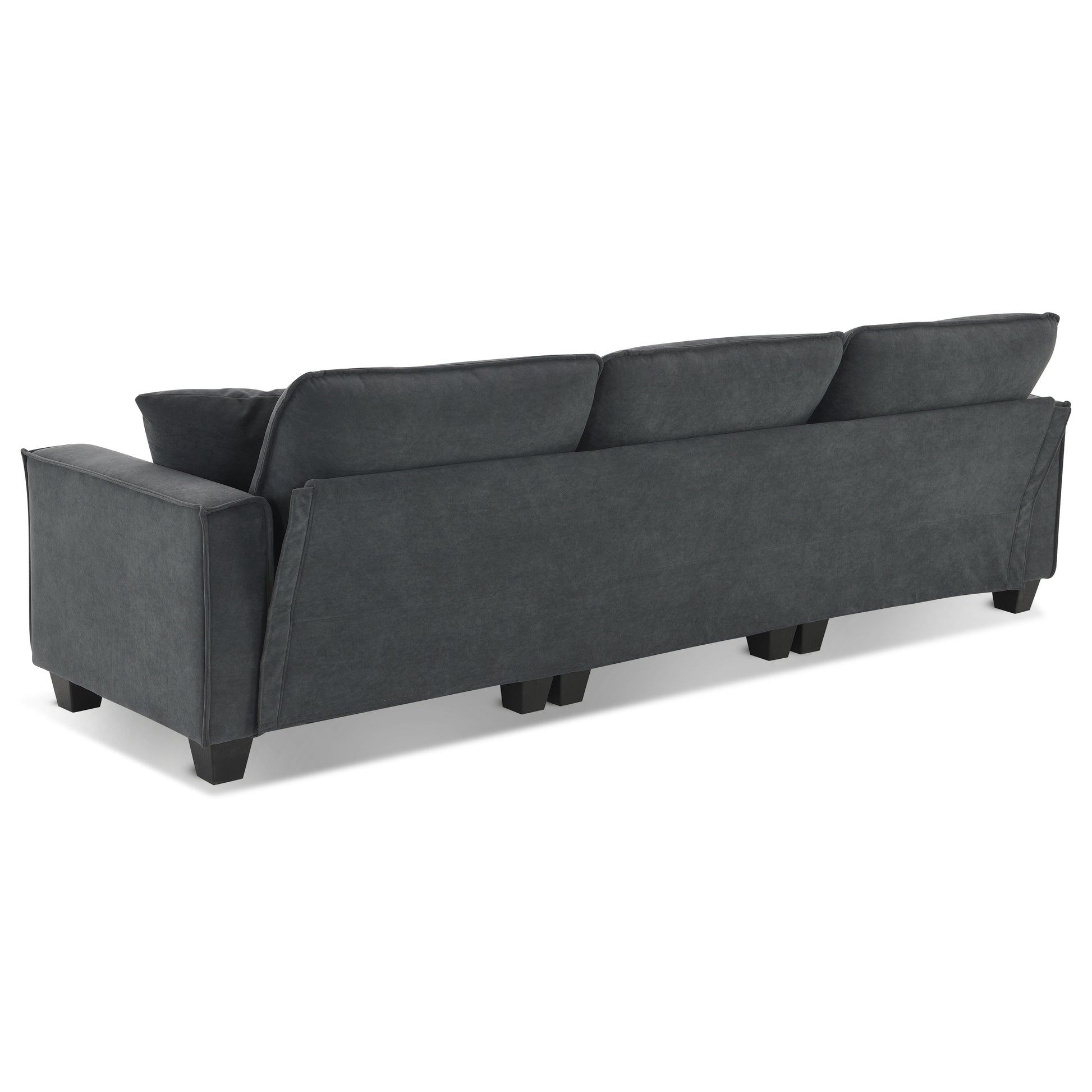 100*59" Modern Convertible Sectional Sofa,L Shaped Reversible Couch Set With Free Pillows,4 Seat Suede Velvet Sleeper Sofa With Ottoman For Living Room,Apartment,Office,3 Colors Dark Gray Suede 4 Seat