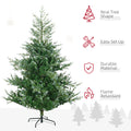 Homcom 6Ft Artificial Christmas Tree Holiday D Cor With 795 Branches, Auto Open, Steel Base, Wide Shape, Easy To Shape Branches Green Plastic