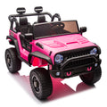 24V Two Seater Kids Ride On Truck Car W Parents Control,200W*2,Seat Width 20.28In,Four Wheel Suspension,Led Lights,Music,Mp3,Bluetooth,Two Independent Seat Belts,Suitable For Off Road For Kids Aged 3 Pink 100 149 Lbs Polypropylene