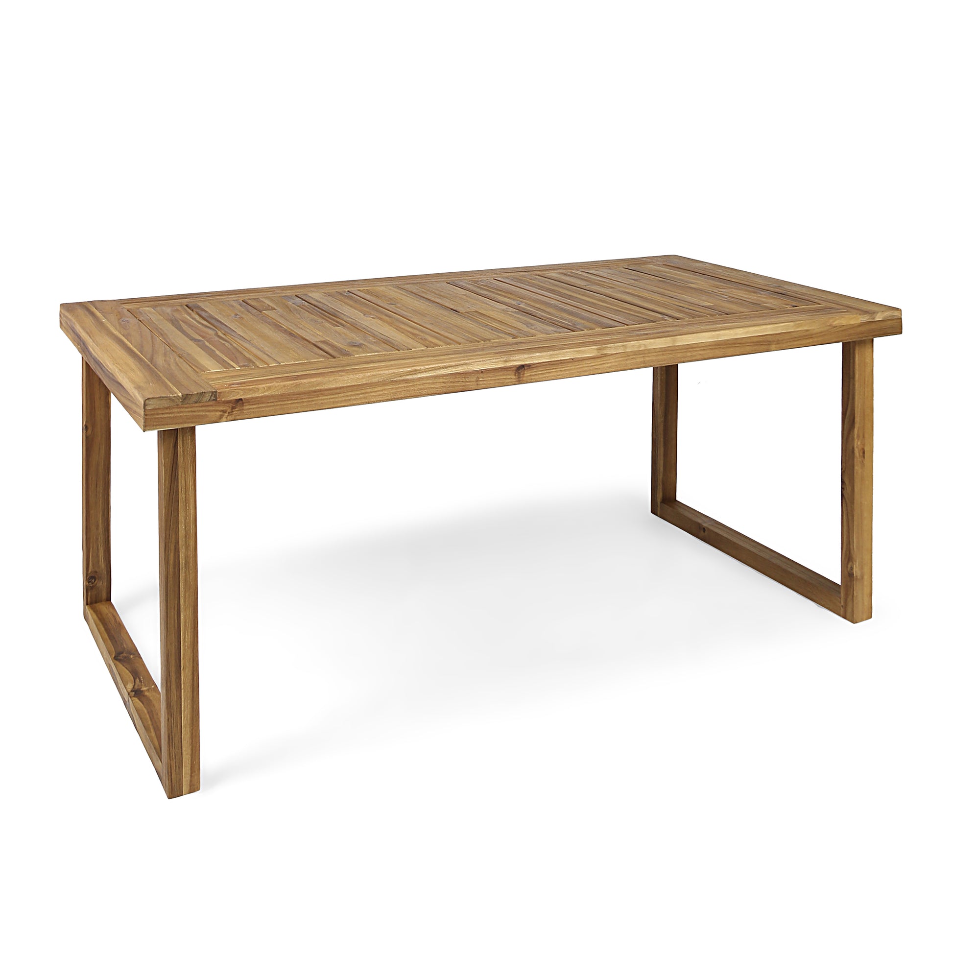 Outdoor 69" Acacia Wood Dining Table, Sandblast Natural Finish Natural Acacia Wood