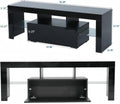 Led Tv Stand For Televisions Up To 55 Inchs,Modern Entertainment Center With Down Filp Door, Glass Shelf And High Glossy Uv Front Face, Tv Console Table For Living Room,Bedroom. Black Color Black