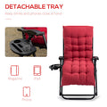 Outsunny Zero Gravity Chair, Folding Reclining Lounge Chair With Padded Cushion, Side Tray For Indoor And Outdoor, Supports Up To 264 Lbs., Red Red Steel