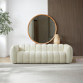 Marissa Sofa Cream Boucle Cream,White Wood Tufted Back Mid Century Modern Boucle,Solid Wood 3 Seat