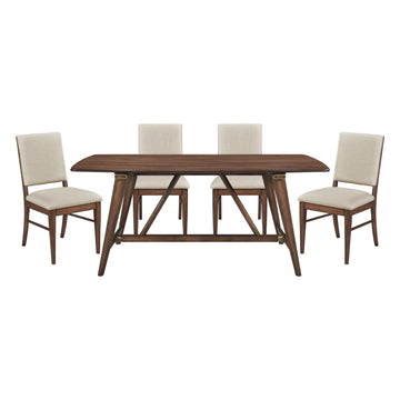 Modern Design 5pc Dining Set Table and 4x Side Chairs brown mix-seats 4-dining room-modern-dining table