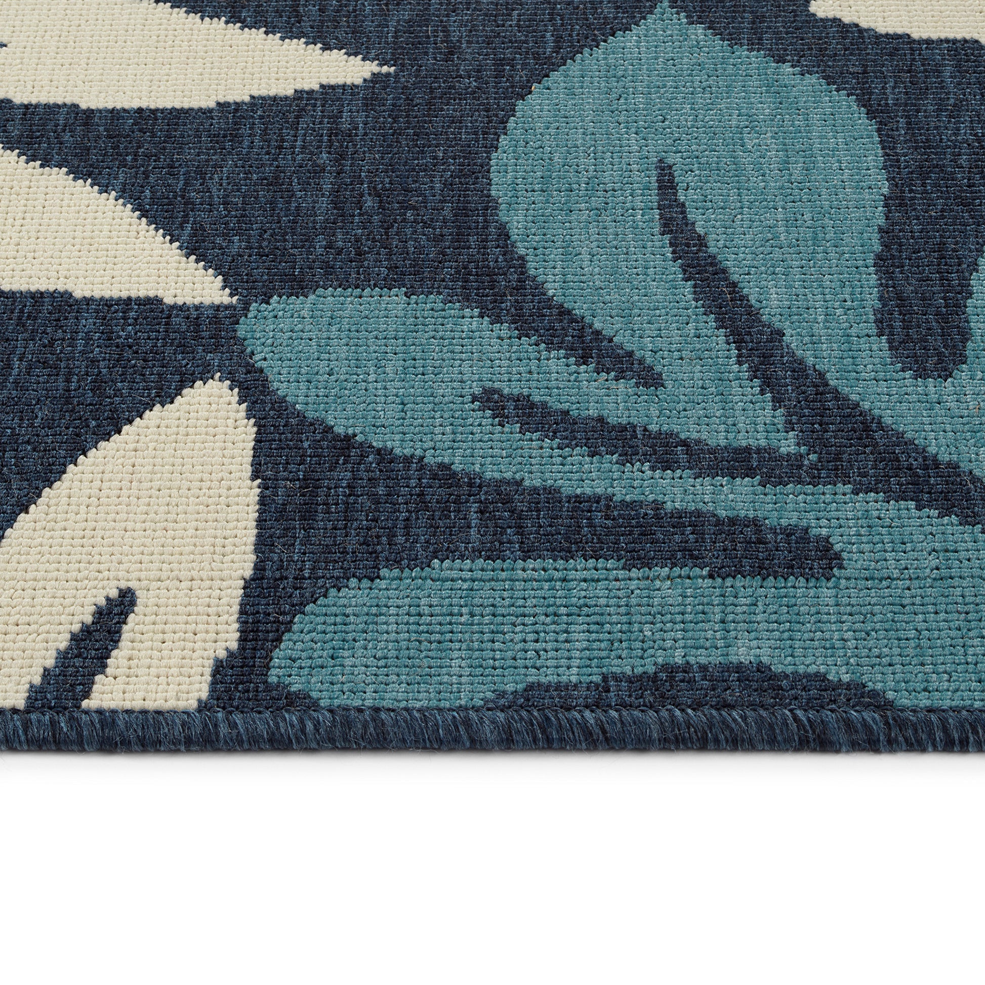 Casual, Contemporary, Transitional,Tropical, Geometric, Coastal, Novelty, Textured Loop Pile 1'9" X 3' Rectangle Throw Rug Blue Polypropylene