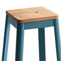 Natural And Teal Armless Bar Stool With Crossbar Support Solid Natural Dining Room Farmhouse Bar Stools Pine 1 Wood Metal