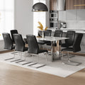 Table And Chair Set, Modern And Minimalist Dining Table. Imitation Marble Glass Sticker Desktop, Stainless Steel Legs, Stable And Beautiful. Comfortable Pu Seats. Dt 69 Black Silver Glass