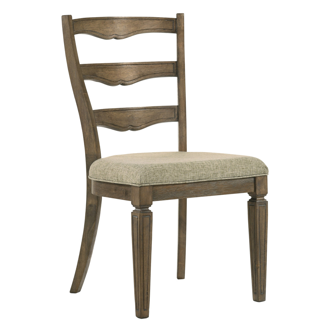 Beige And Weathered Oak Side Chair With Ladder Back Set Of 2 Solid Oak Dining Room Traditional Side Chair Ladder Back Set Of 2 Wood Fabric