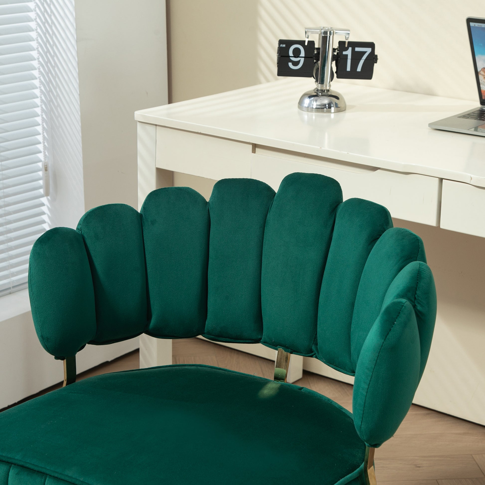 Coolmore Velvet Home Office Desk Chair, Modern Cute Computer Chair, Wheels Swivel Height Adjustable Swivel Task Chair For Home Office Emerald Velvet Emerald Primary Living Space Foam Velvet