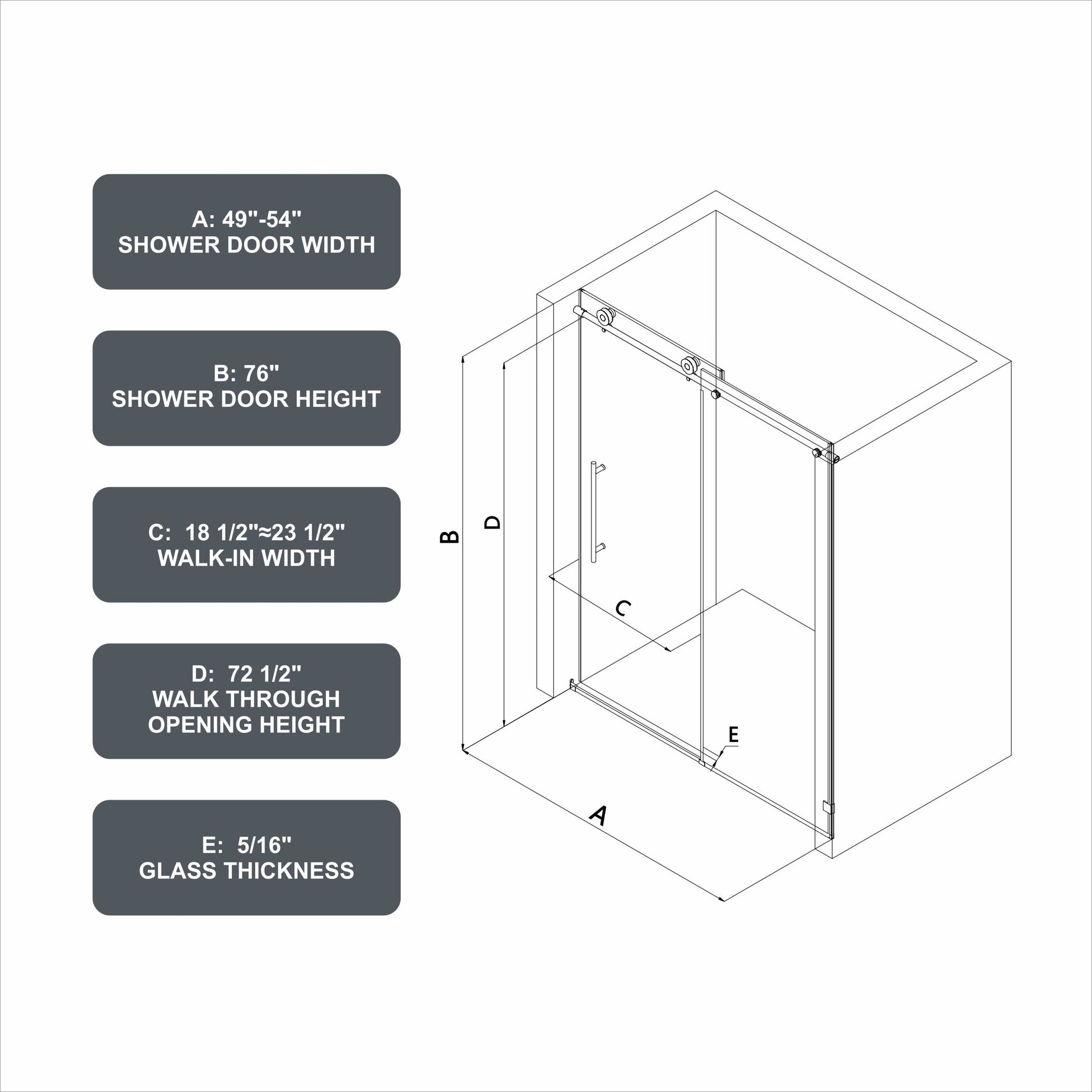 5476 Chrome Frameless One Fixed And One Shifted Shower Door, 70Mm 304 Stainless Steel Large Pulleys With Adjustable Soft Closing Function,With Nano Easy Cleaning And Stick Explosion Proof Menbrance Chrome Bathroom American Design,Minimalist Glass Metal