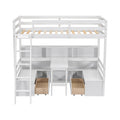 Twin Loft Bed With Storage Shelves, Drawers, Seat And Desk For White Color Box Spring Not Required Twin White Wood Bedroom Modern Storage Included Pine