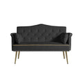 Black 2 Seater Sofa Black Wood Tufted Back Velvet 2 Seat