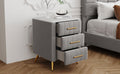 Upholstered Wooden Nightstand With 3 Drawers And Metal Legs&Handles,Fully Assembled Except Legs&Handles,Bedside Table With Marbling Worktop Gray Gray Velvet