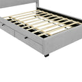 Queen Size Upholstered Platform Bed With Led Frame, With Twin Xl Size Trundle And 2 Drawers, Teddy Fleece, Gray Gray Fleece
