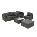 Patio Furniture, Outdoor Furniture, Seasonal Pe Wicker Furniture, 6 Set Wicker Furniture With Tempered Glass Coffee Table Dark Gray Seats 4 Pe Rattan Iron Waterproof Fabric