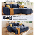 Soft Upholstered Sectional Sofa Bed With Storage Space, Suitable For Living Rooms And Apartments. Blue Wood Polyester 3 Seat