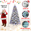 7.5Ft Pe Pvc Pine Mixed Christmas Tree With Colorful Warm Light 10 Function Led, Memory Wire & Easy Power Technology Green,White Polyethylene