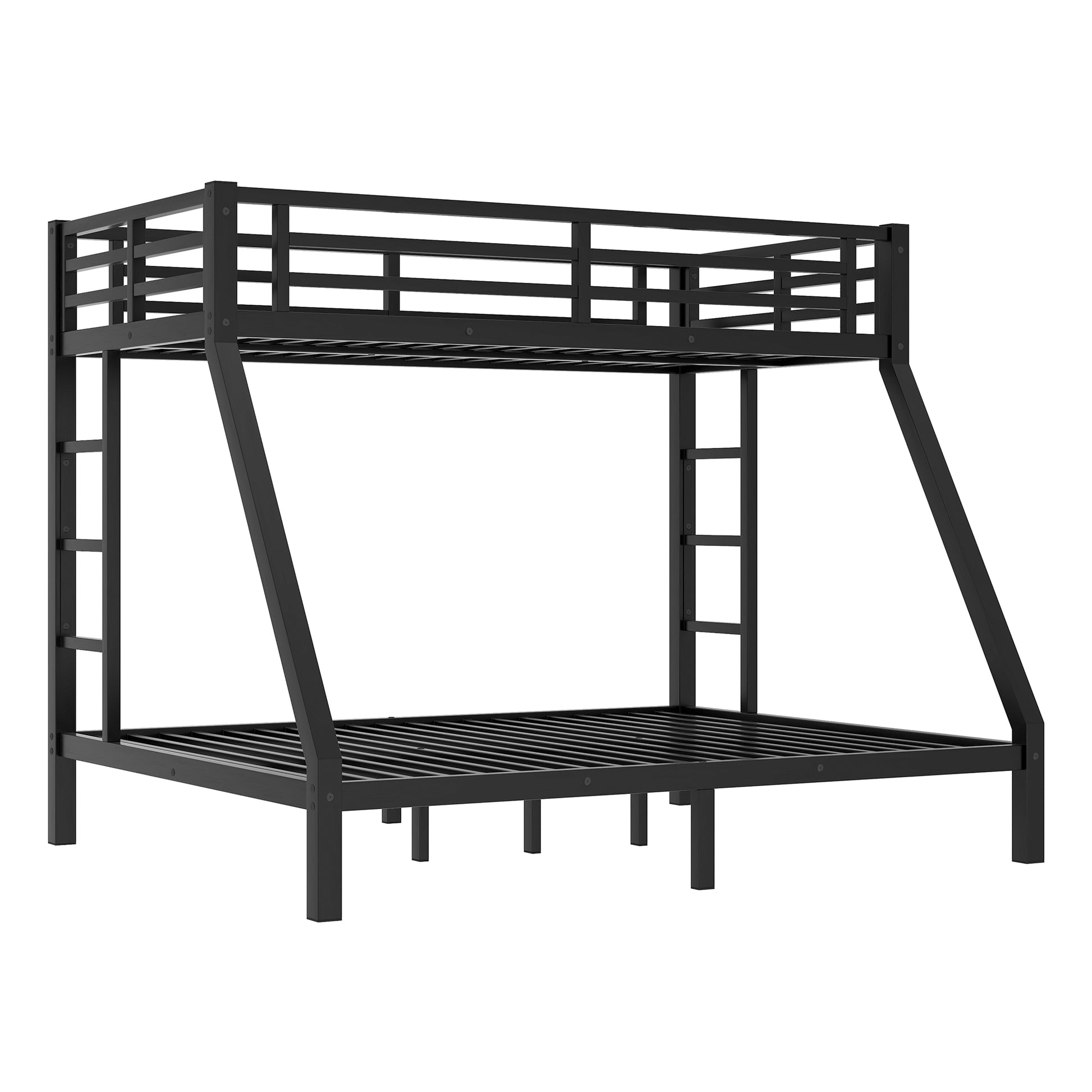 Metal Twin Xl Over Queen Bunk Bed For Teens And Adults,Space Saving Noise Reduced No Box Spring Needed,Black Twin Xl Black Metal