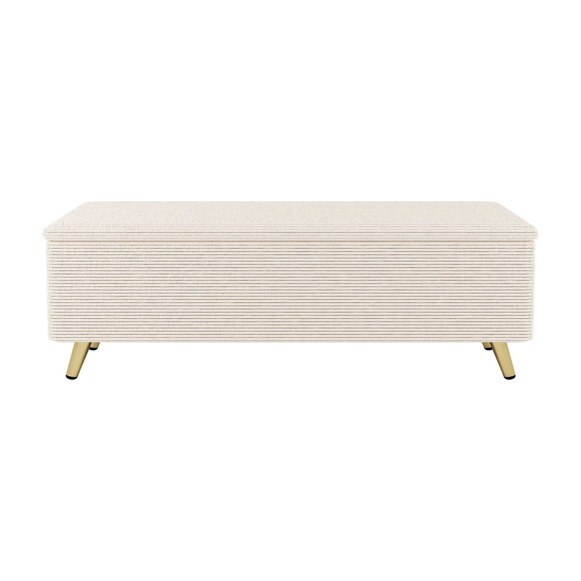 Modern Corduroy Upholstered Ottoman With Metal Legs, Storage Bench For Bedroom,Living Room,Beige Beige Polyester Solid Wood Mdf