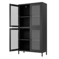 Classic Metal Storage Cabinet Display Cabinet With 4 Glass Doors 4 Shelves Cabinet Freestanding Bookcase Side Cabinet For Home Office Living Room Kitchen Hallway Black, Begonia Flower Tempered Glass Freestanding 3 4 Shelves Glass Pane Black Kitchen Glass